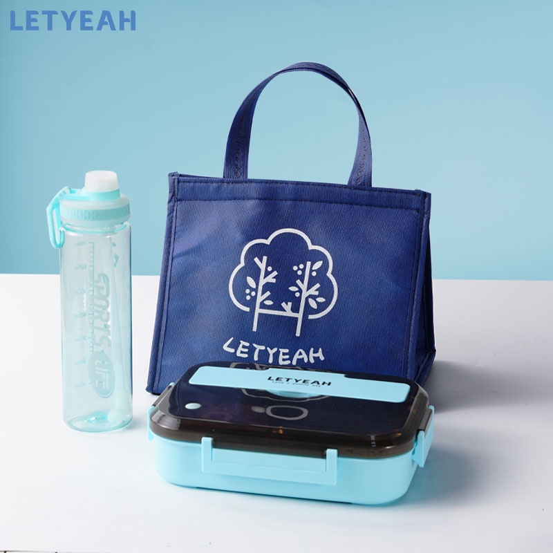 letyeah Lunch box set /1300ml kotak makan stainless dengan 800ml botol minum olahraga dan tas bekal