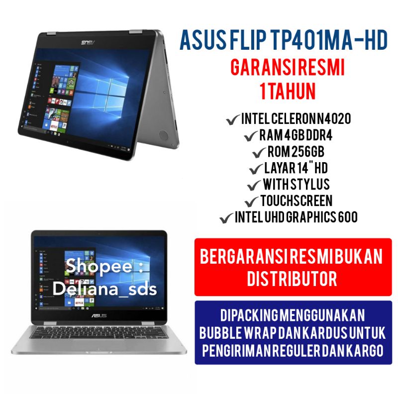 Jual Asus Flip TP401MA-HD Touchscreen 4GB/256GB SSD Garansi Resmi 1 ...