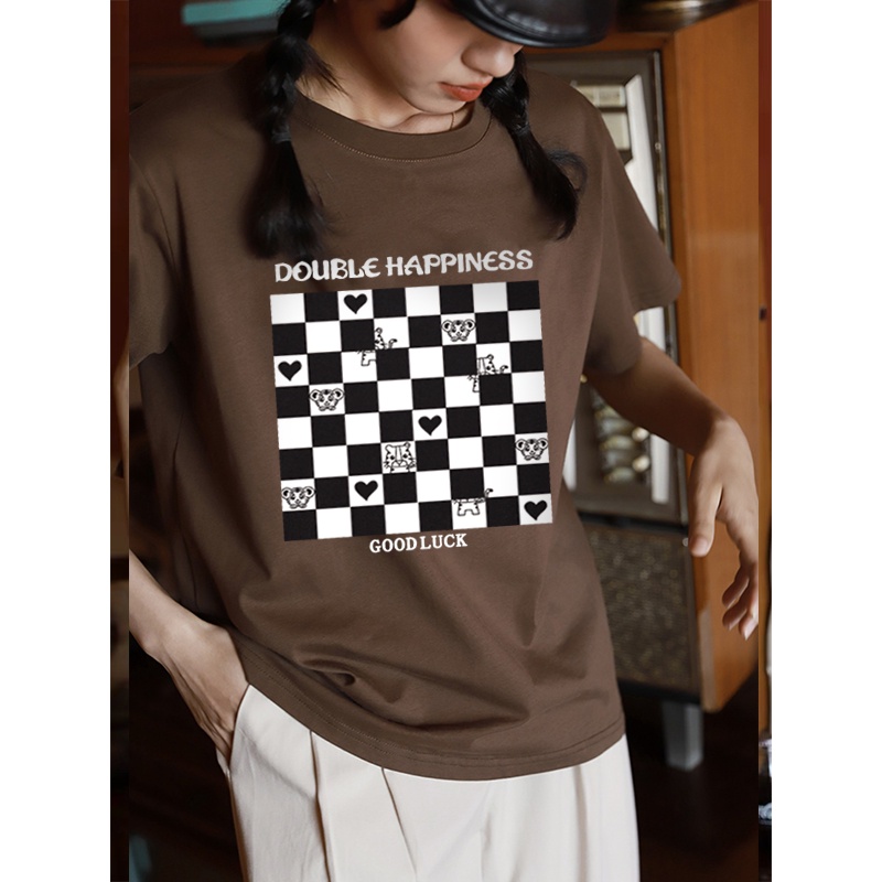 [100%  Katun]Vintage Kaos Lengan Pendek Cream Atasan Wanita Oversize Car Printed T-shirt Kekinian Korean Style ootd/baju kaos wanita jumbo