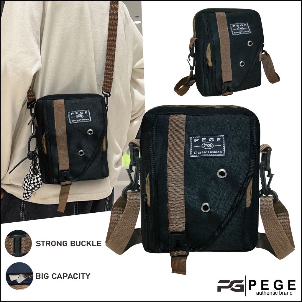 Tas Selempang Bahu Pria PEGE NATAKA Model Casual Trendy Slingbag Kombinasi - PG 8947