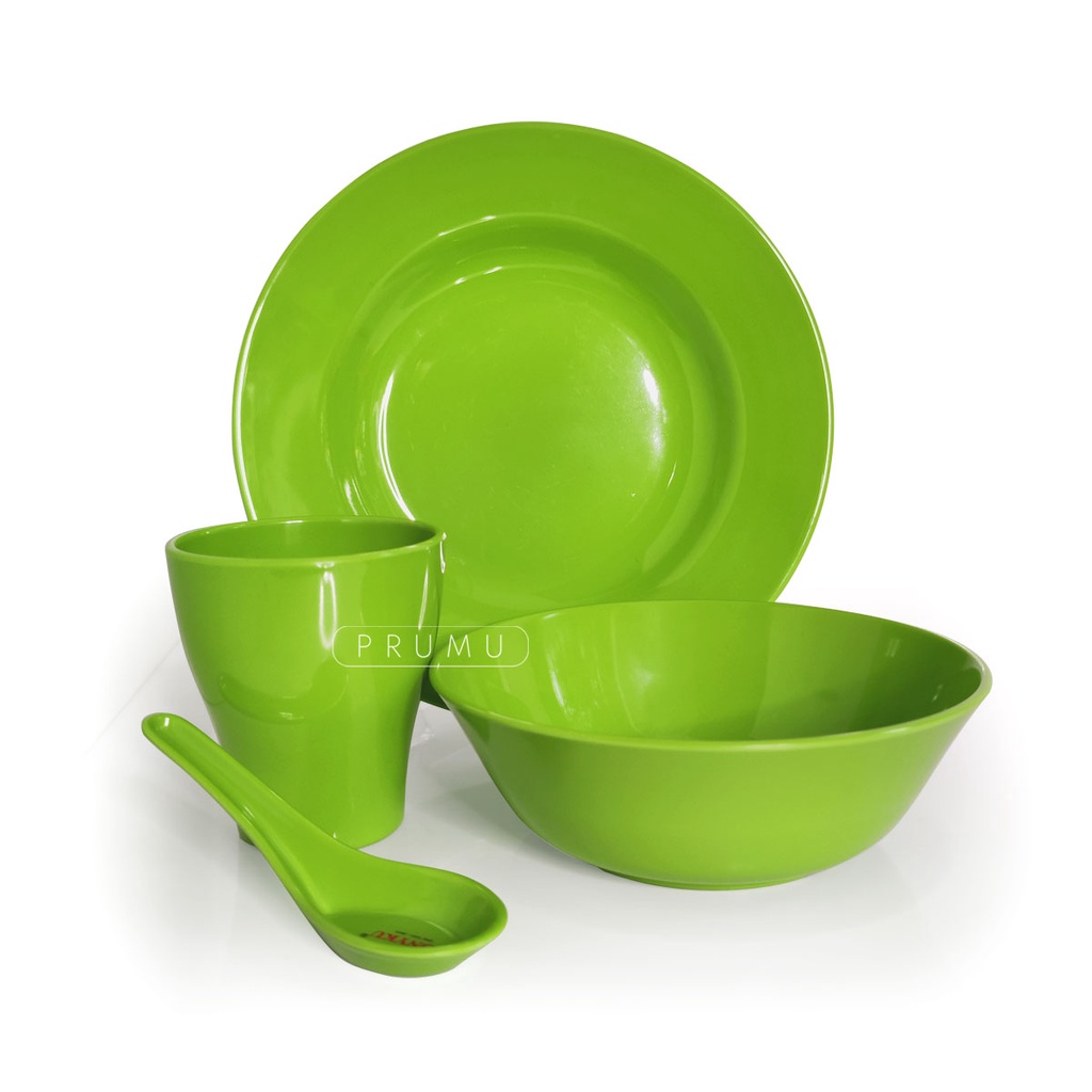 PRUMU Melamin Set Monthly Under 50rb Paket Peralatan Makan Piring Mangkok Gelas Melamine