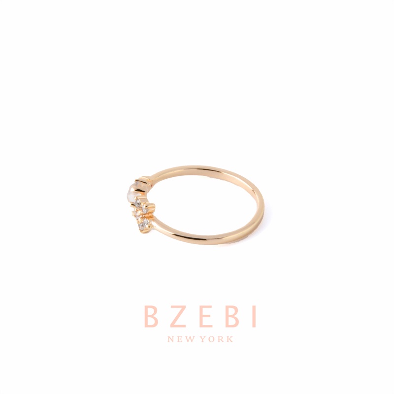 Bzebi Cincin Emas Berlian 18k Cincin Terbuka Dapat Disesuaikan Anti Karat Gaya Korea Aksesoris Fashion Wanita Aksesoris Harian Perhiasan Premium Hadiah Ultah Dengan Box 29r