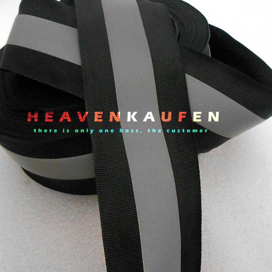 ♞ Pita Skotlet Scotlight Reflective Kain Lebar 5 cm Hitam - Silver Meteran Untuk Jaket Rompi Jas Huj