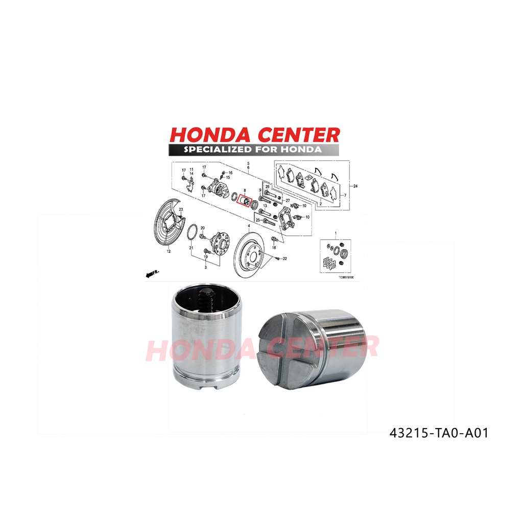 piston rem belakang honda accord cp2 2008 2009 2010 2011 2012