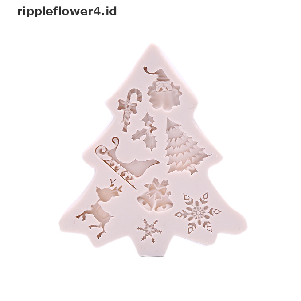 {rippleflower4.id} 1pc Cetakan Kue Fondant Coklat Santa Claus Xmas Tree Silikon Christmas Mould~