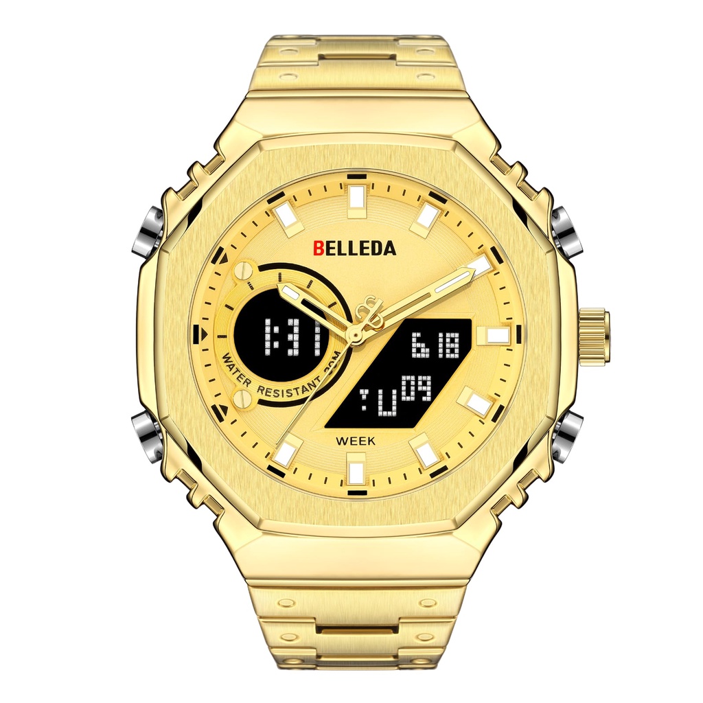 ✅COD BELLEDA 9950 JAM TANGAN PRIA DIGITAL ANALOG DUAL TIME RANTAI ORIGINAL ANTI AIR / JAM TANGAN PRIA ANTI AIR  ORIGINAL LUXURY STAINLESS STEEL QUARTZ