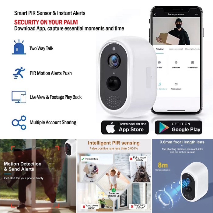 CCTV WiFi IP Camera dengan Batre, bebas kabel YN20T