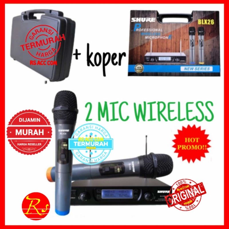 Mic Wireless Shure Mic Shure BLX26 2 Microphone Wireless Grosir