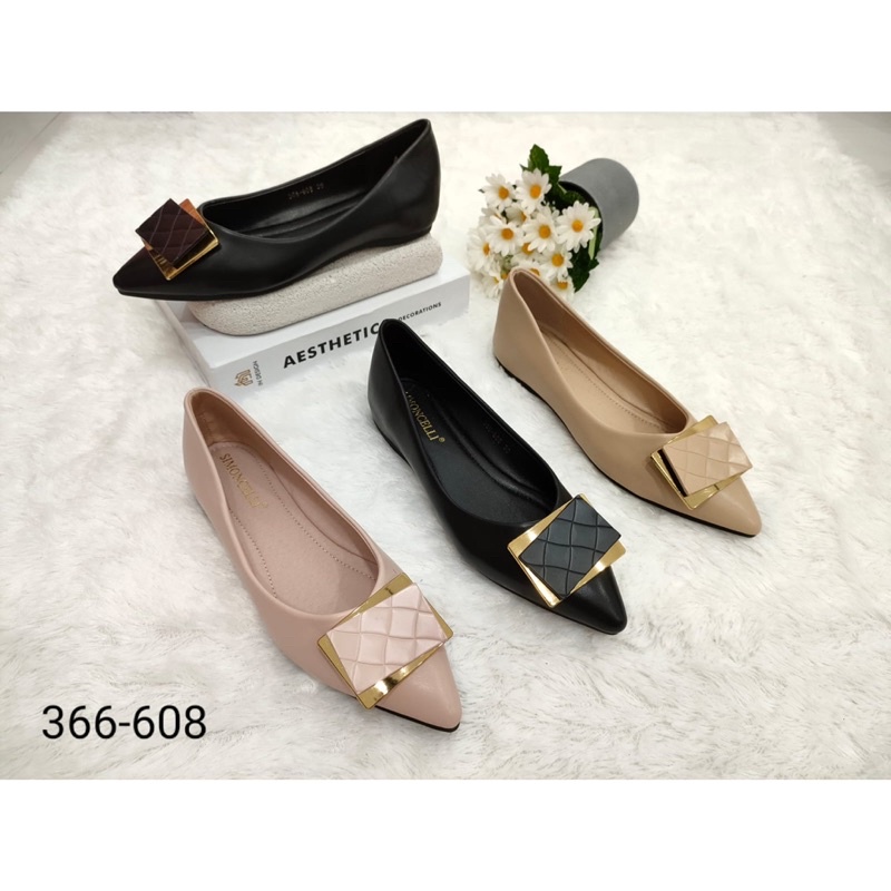 Flatshoes by Simoncelli square mixgold soft import high quality fashion shoes sepatu flat wanita uju