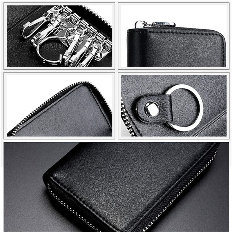 DOMPET STNK KUNCI MOBIL MOTOR KULIT ASLI IMPORT GANTUNGAN KUNCI MURAH RESLETING ZIPPER LEATHER - GK1