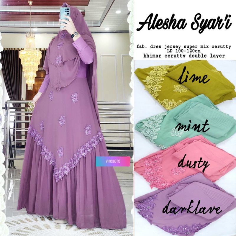 ALESHA SYAR'I SET HIJAB GAMIS PREMIUM SET KHIMAR