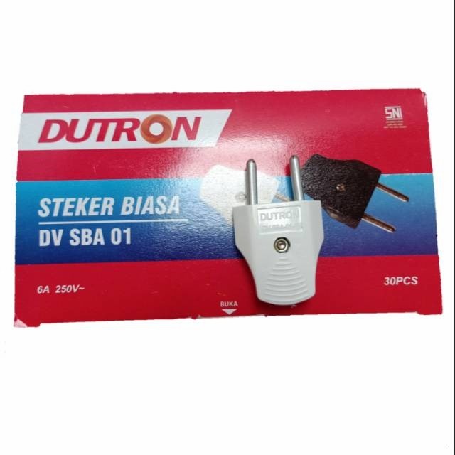 Steker Colokan Listrik Gepeng Putih Hitam Dutron Sni Mirip Broco