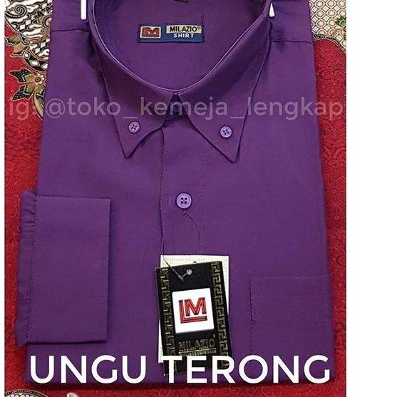 Kemeja pria warna ungu tua / ungu terong polos tersedia lengan panjang , lengan pendek , paket dasi