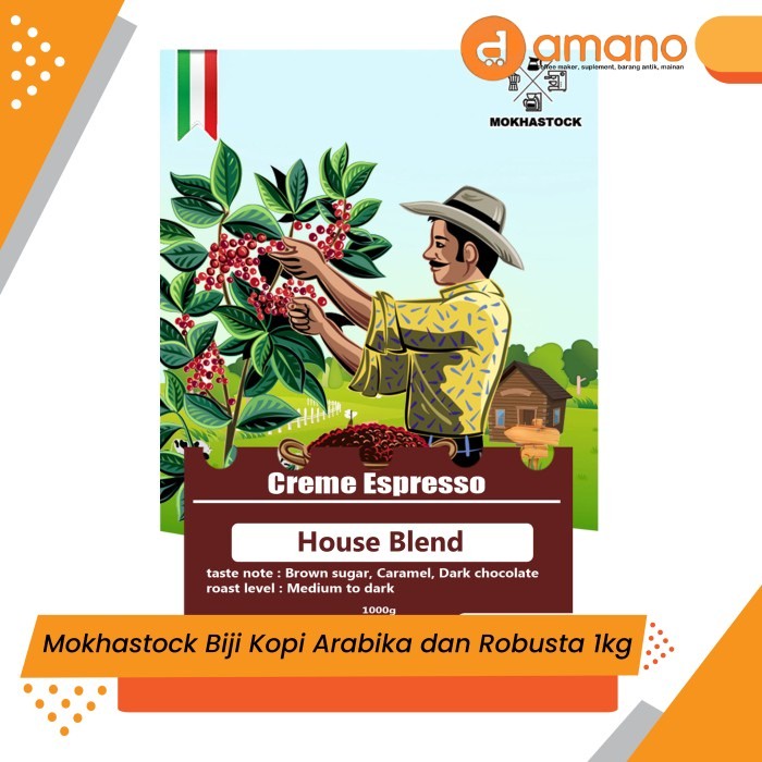 

Mokhastock Biji Kopi Arabika Robusta House Blend Roasted Coffee 1kg