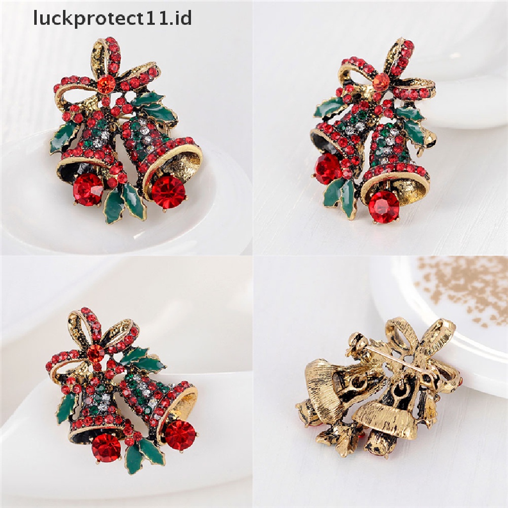 /Fashion Hot// Fashion// 1pc Fashion Natal Berlian Imitasi Lucu Natal Bell Bros Pin Xmas Hadiah Pesta.