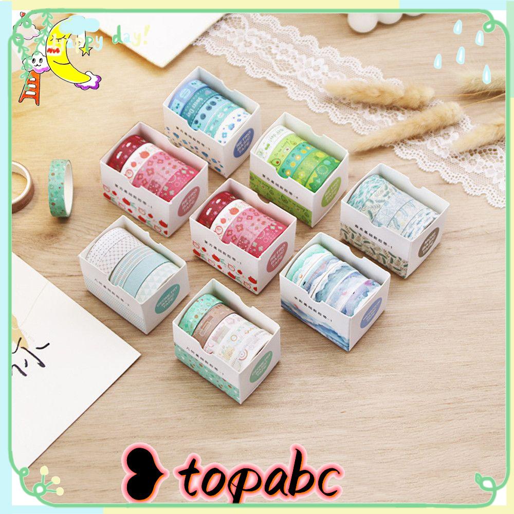 Top 5Rolls/box Washi Tape Dekoratif Alat Tulis Sekolah Scrapbooking