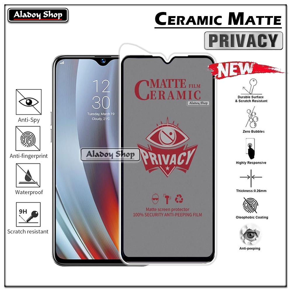 Tempered Glass Anti SPY Realme 3 Pro Anti Gores Privacy + Tempered Glass kamera dan Skin Carbon