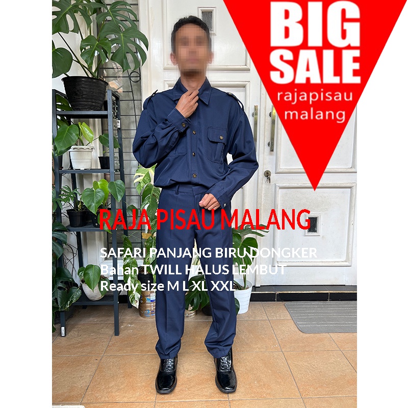 Setelan Safari Paspampres Hitam Biru Lengan Panjang