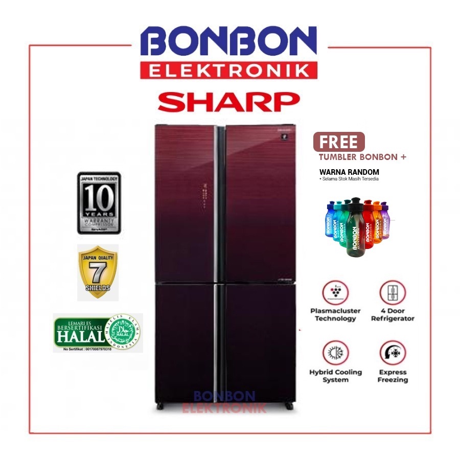 Sharp Kulkas Side By Side 4 Pintu SJ-IF91PG-GR Gloss Red