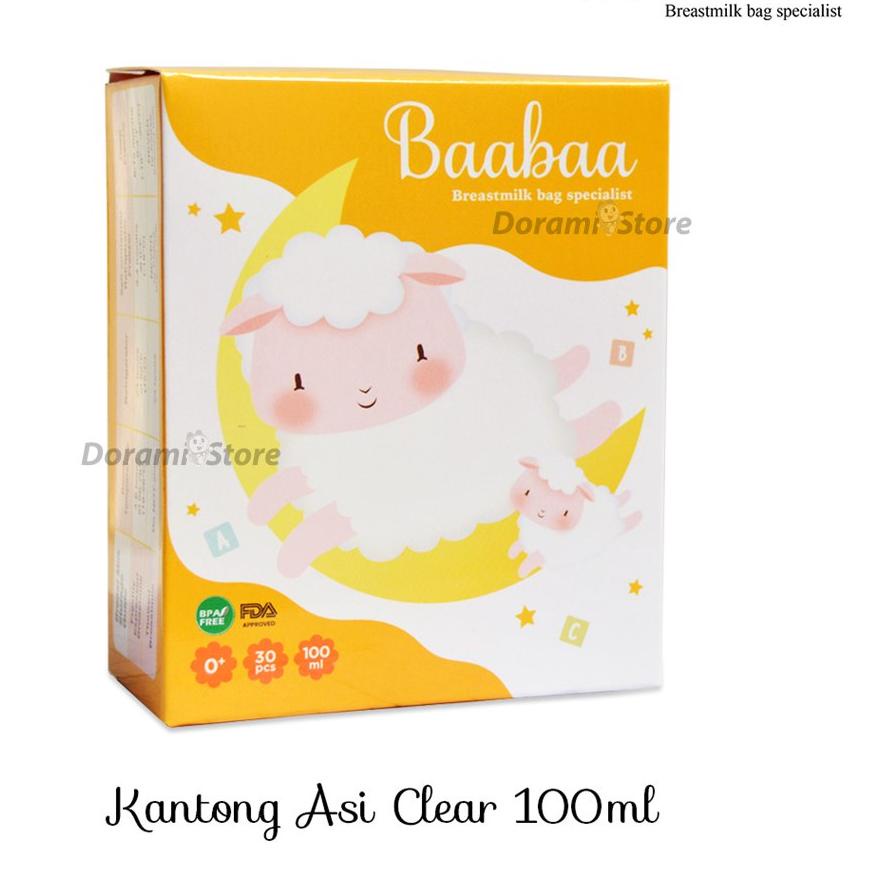 エ Baabaa Kantong Asi Double Zip Clear 100 ml Breast Milk Storage Penyimpan Asi ㊜