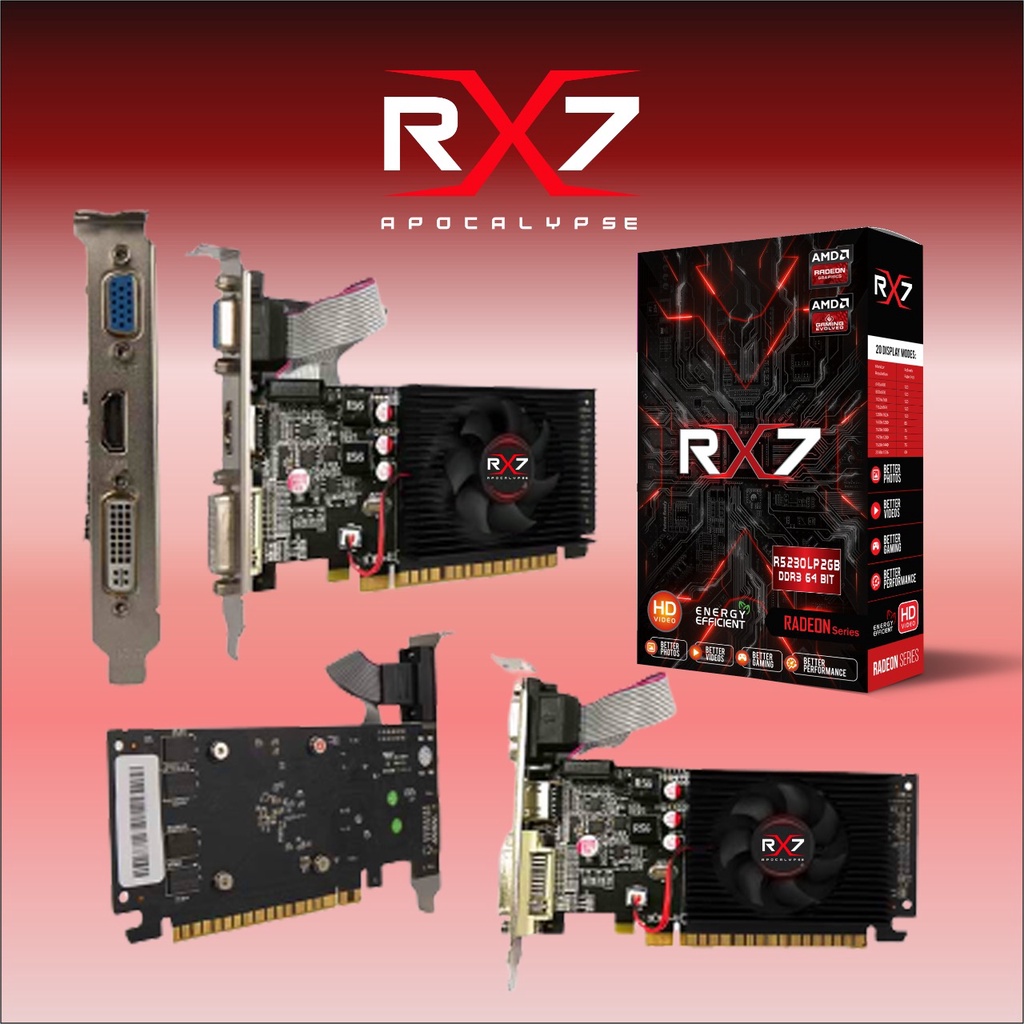 VGA CARD RX7 R5 230 LP 2GB DDR3 64 BIT REAL CAPACITY RESMI