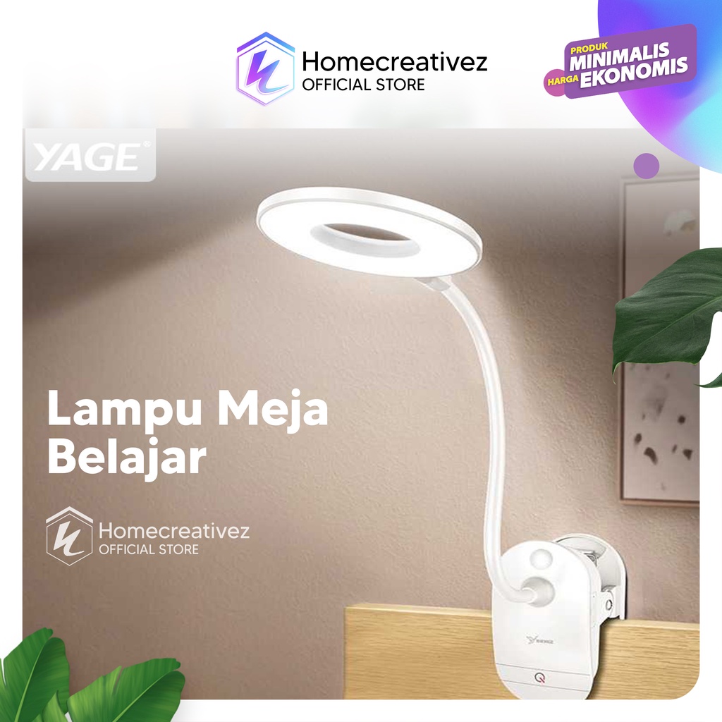 Homecreativez Lampu Meja Belajar Aesthetic - Lampu Baca Kerja LED Portable Fleksibel