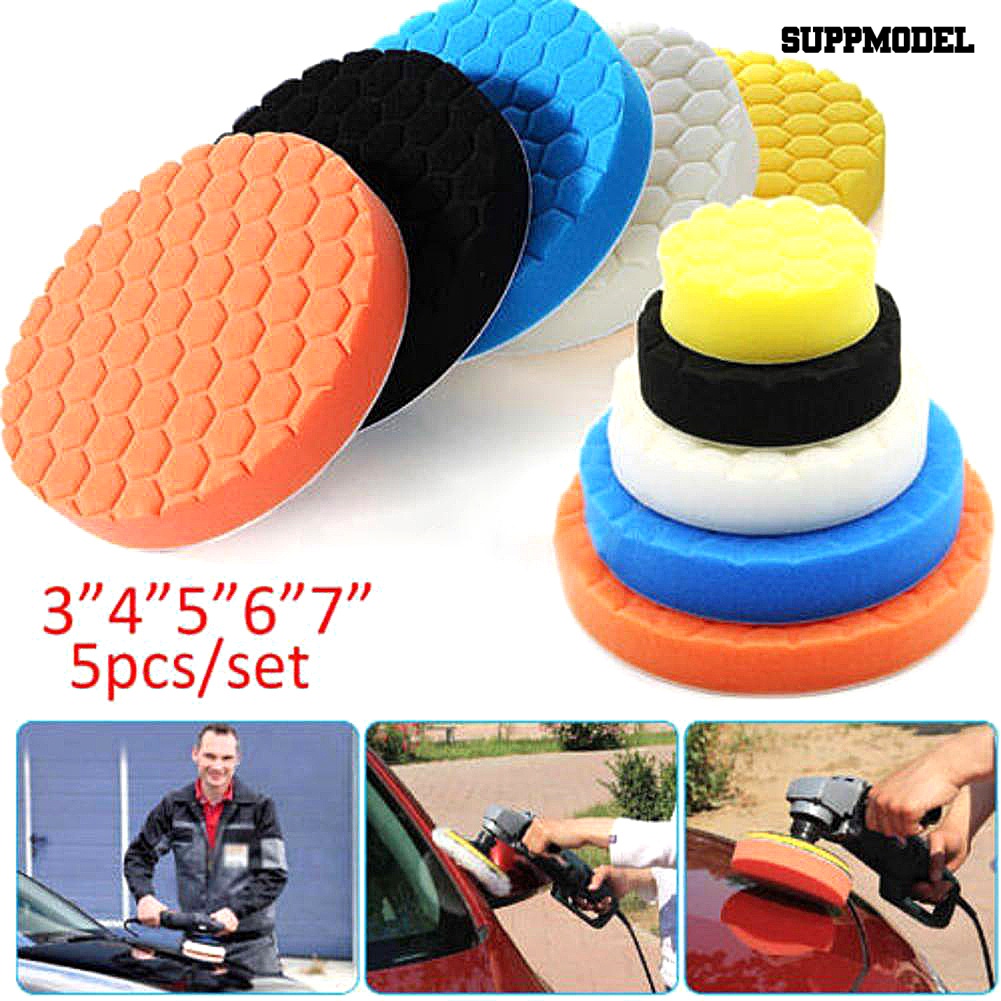 [Dekorasi] 5pcs 3per4 /5 /6/7inch Mobil Auto Body Care Bulat Spons Buffing Poles Waxing Pad