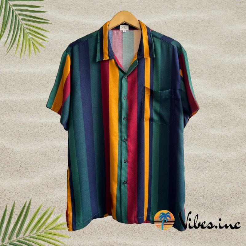 Kemeja Pria Hawai/ Kemeja Pantai Abstrak Vintage Casual Lengan Pendek Retro