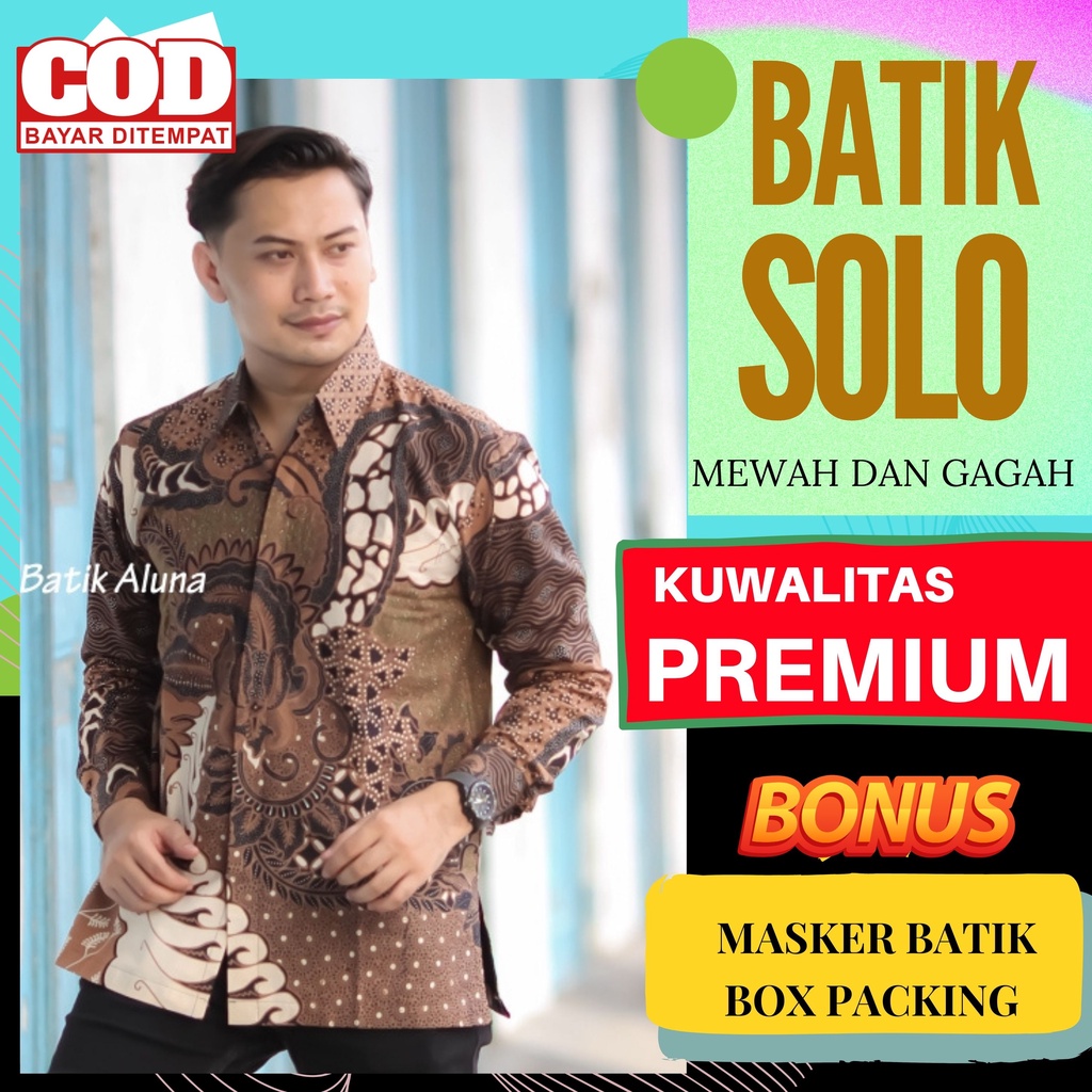 Atasan Kemeja Baju Batik Aluna Pria Lengan Panjang Premium Furing Reguler Fit Baju Cowok Moderen Ori