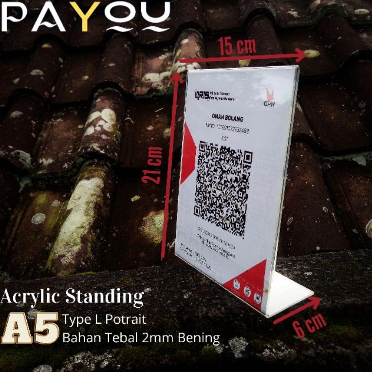 

(O-V1V-♥) Acrylic Standing A5 Type L Potrait/ Tempat QRIS/ Brosur/ Menu berkualitas