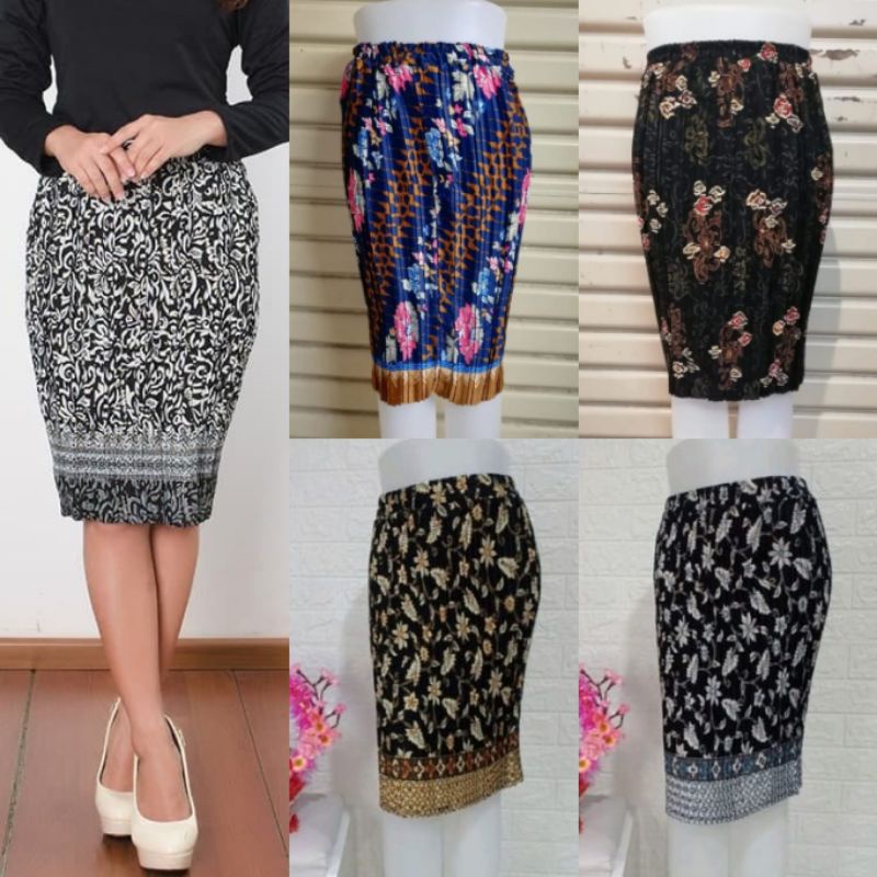 ROK BATIK PENDEK PLISKET BAWAHAN KEBAYA ROK PLISKET PENDEK ROK JUMBO