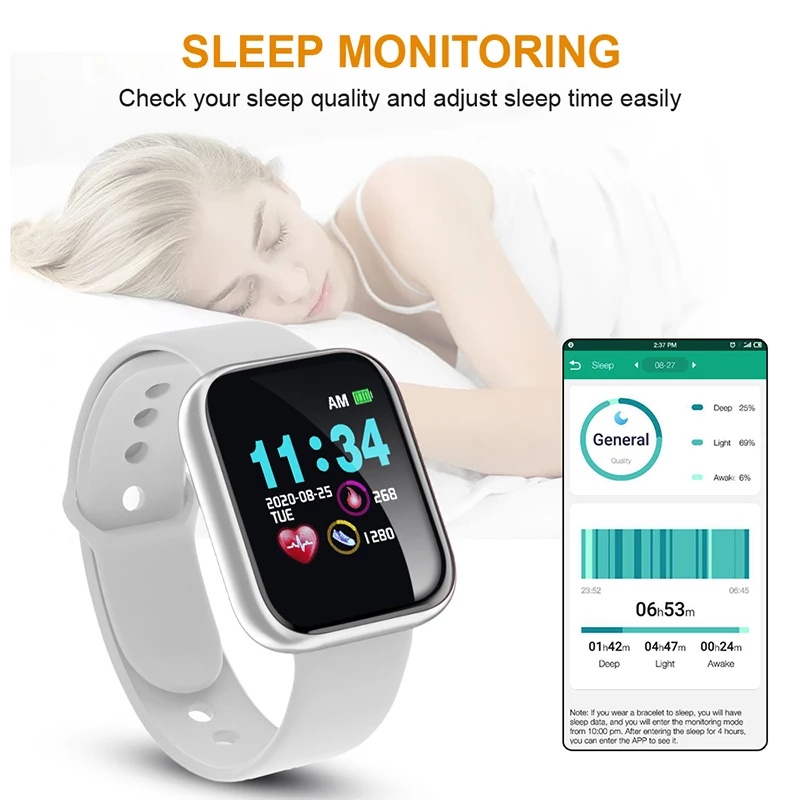 SmartWatch Y68 Macaron Sport Tahan Air Bluetooth Smart Watch Pelacak Kebugaran Gelang Pedometer Heart Rate For smart Phone Xiaomi Samsung OPPO Vivo