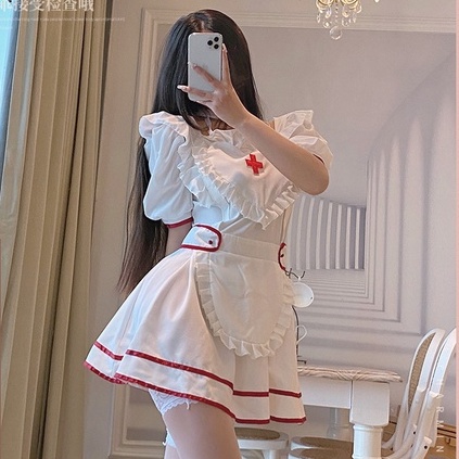 Lingerie Sexy Perawat Nakal Cosplay Seragam Kamar Tidur Pembantu Acara Kostum Set 3A567
