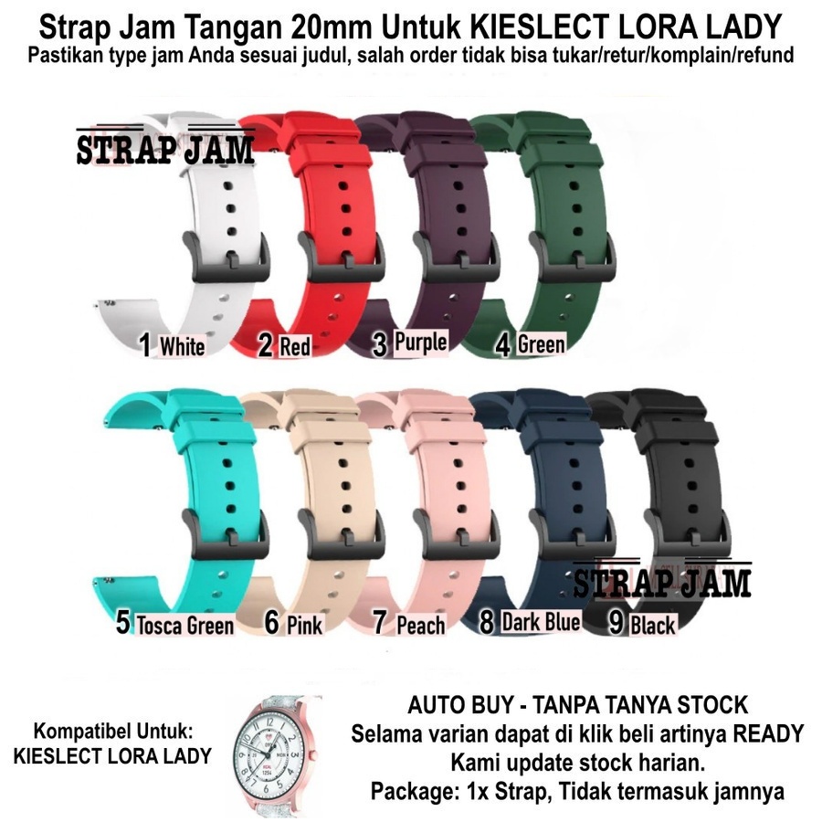 Tali Jam Untuk Kieslect Lora Lady 20mm - Strap P20Q Silikon Polos Buckle Hitam