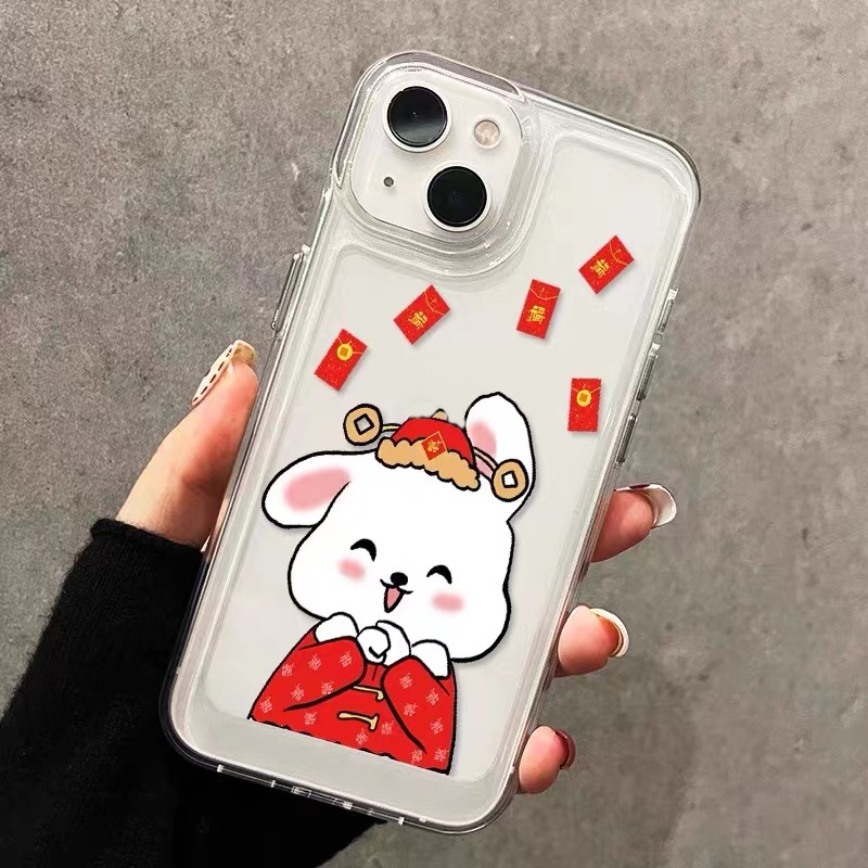 IPHONE Kelinci Lucu Soft Phone Case Kompatibel Untuk Iphone14 13 12 11 Pro XS Max X XR 78 6 6S Plus Casing Transparan Shockproof Silcone TPU Cover