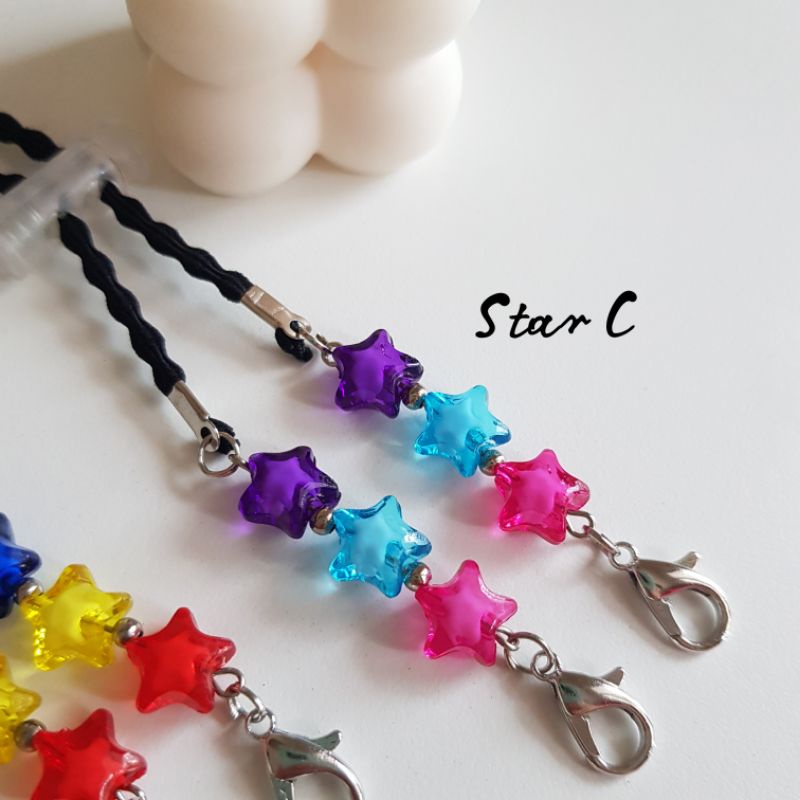STRAP MASKER HIJAB  2 IN 1 STAR  / KALUNG MASKER / TALI MASKER / LANYARD MASK STOPER 2IN1