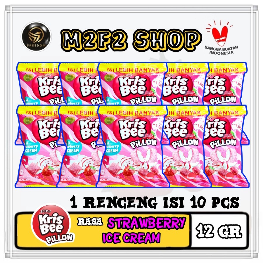 

Snack Kris Bee Pillow Strawberry Ice Cream | Stroberi Es Krim Sachet - 12 gr (Kemasan Renceng)