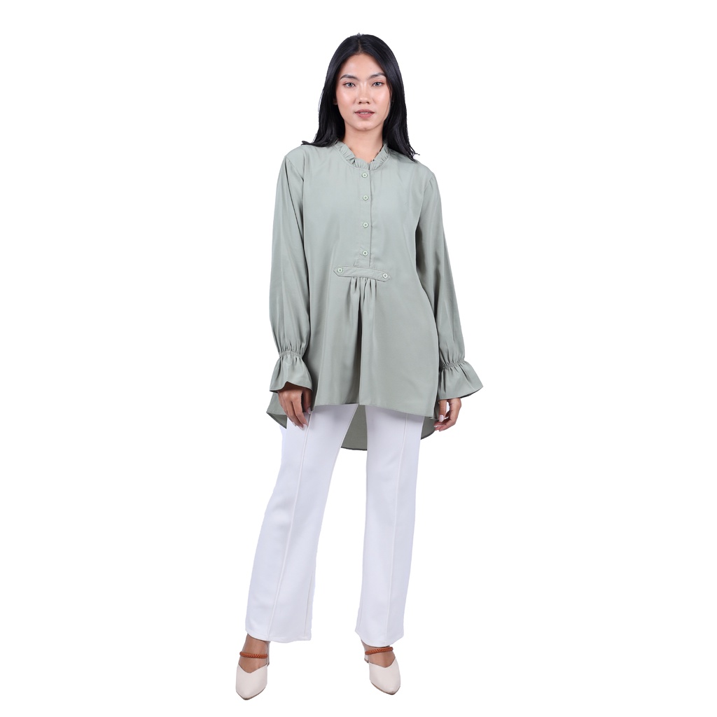 Ohya - Kemeja Blouse Atasan Wanita Astrantia Leaf Green