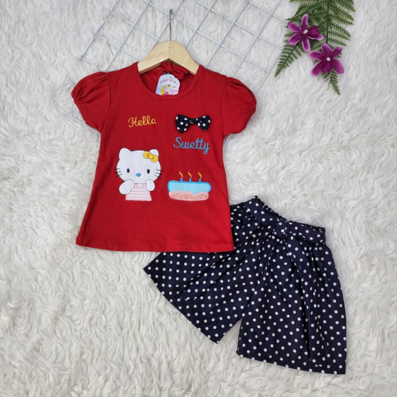 Baju bayi perempuan Stelan Hello kitty