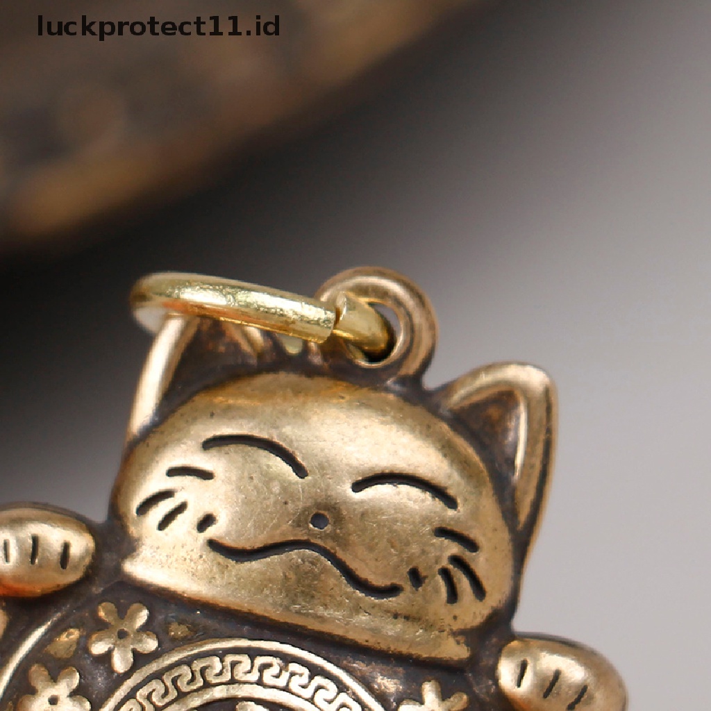 /Fashion Panas// Fashion// Tembaga Murni Lucky Cat Gantungan Kunci DIY Perhiasan Gantung Aksesoris Keyring Liontin.