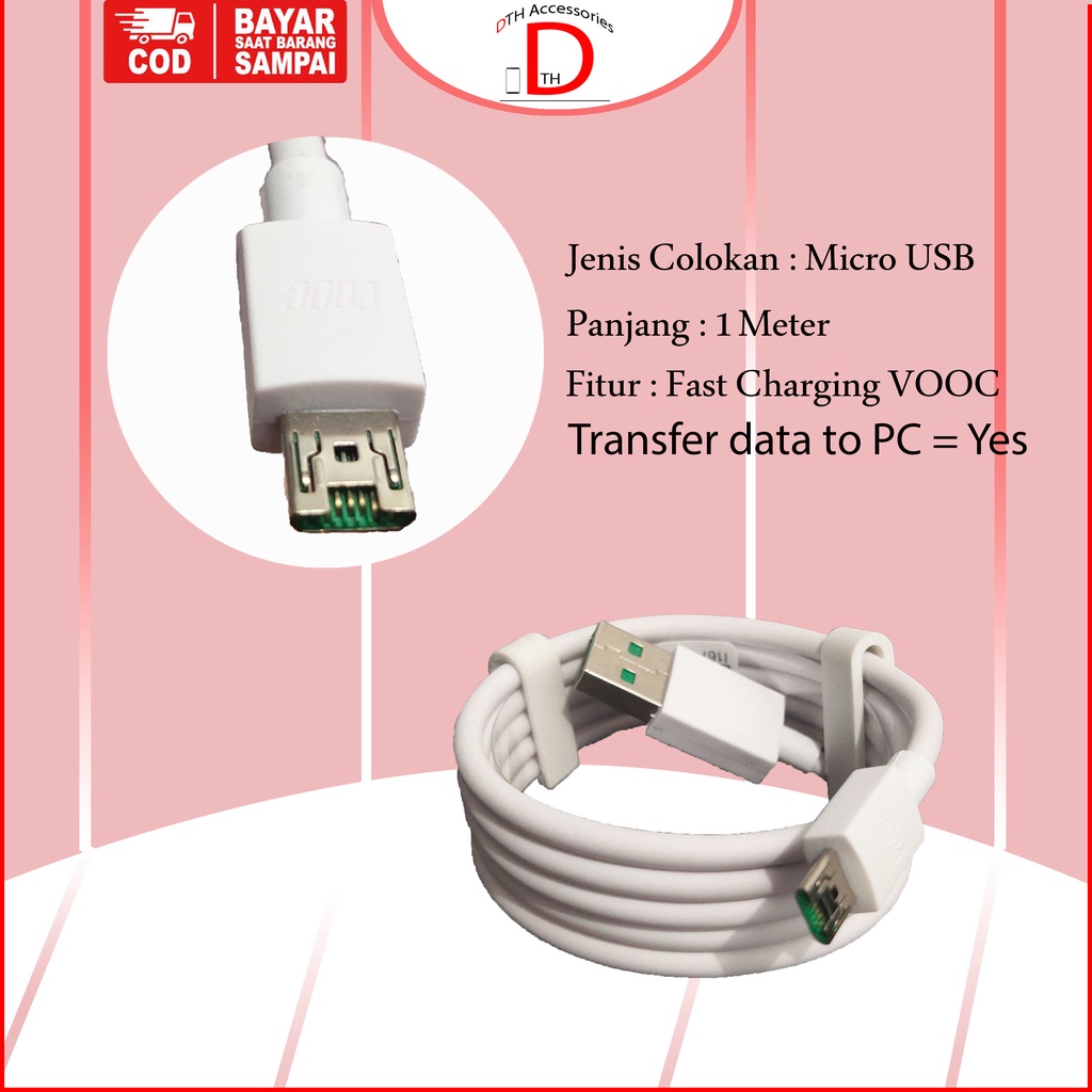 Charger Oppo 20 Watt Micro USB Original Fast Charging VOOC F1 Plus, F3 Plus, F9, F9 Pro, F11, F11 Pro, R11, Find 7, Find 7a