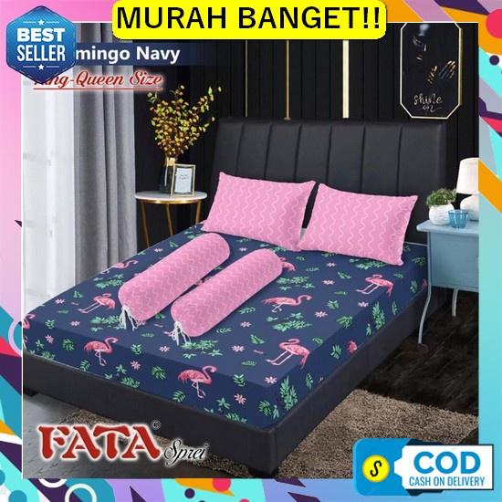 Bedcover 1 Set/Bedcover+Sprei Set Motif Kotak Emily Khaki Kecil Aeshte Fata - Sprei King Flamingo Na