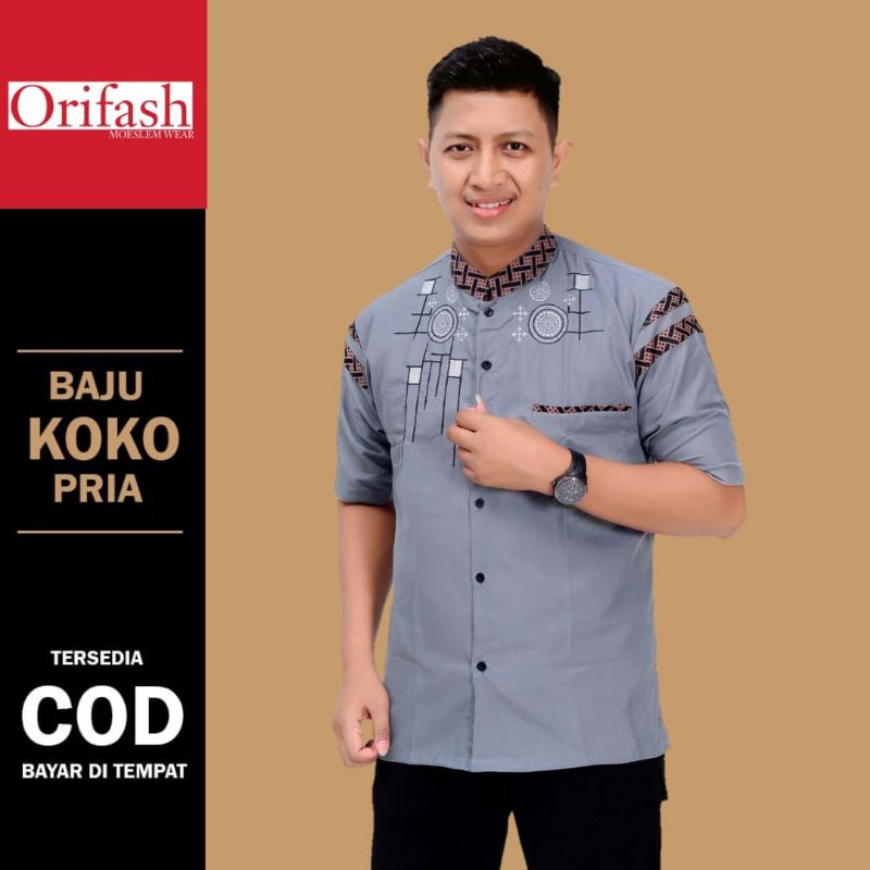 Koko pria baju muslim dewasa lengan panjang koko busana muslim bahan katun halus