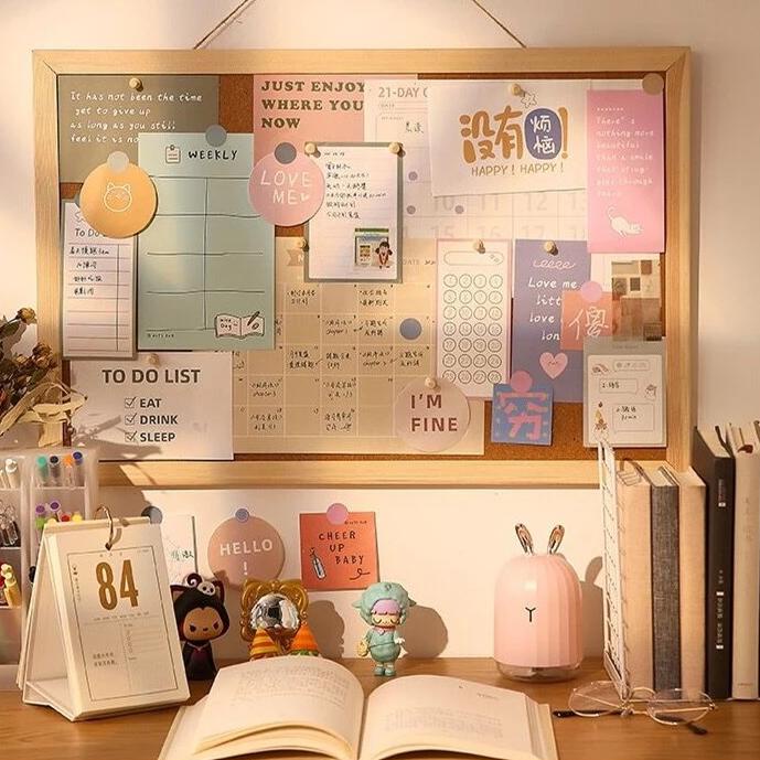 

➤Murah Message board Background Boardsend sticker cork message board Decorative Board With Frame Cork Board PRA3