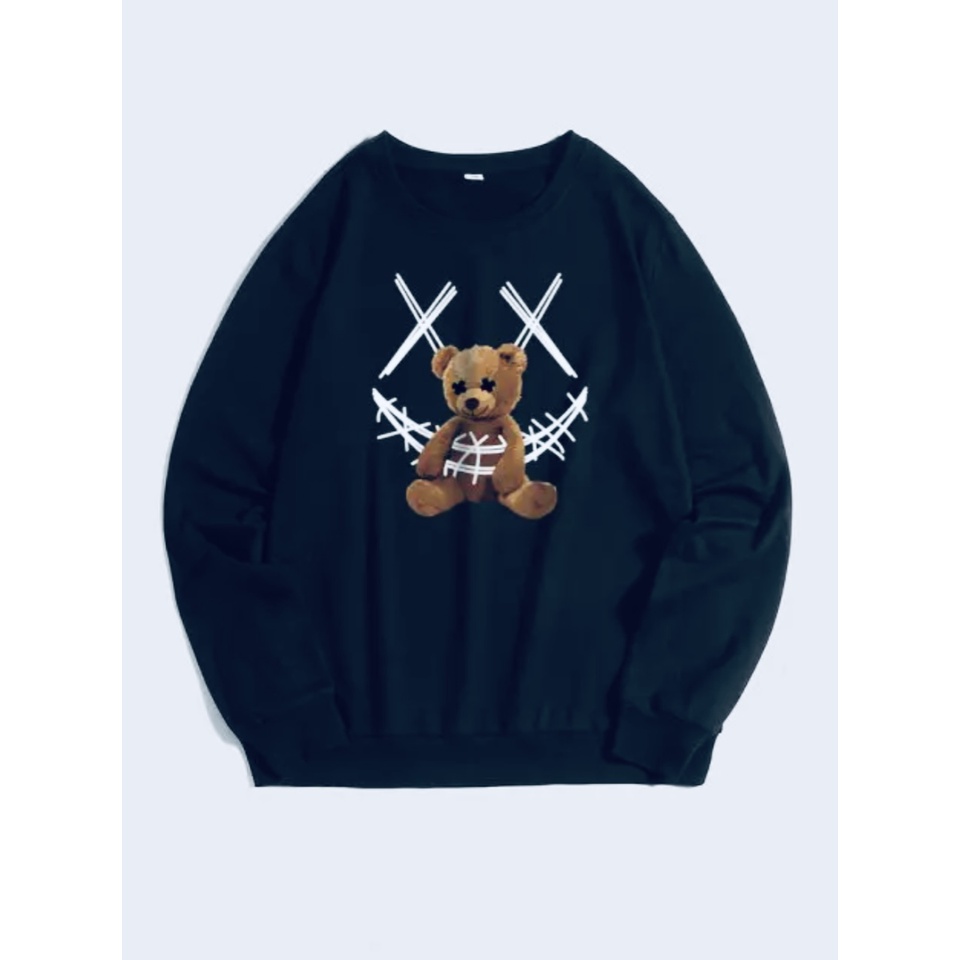 SAD BEAR Sweatshirt Basic II Sweater Crewneck Print DTF II Sz M - XL Anak &amp; Dewasa ( Pria &amp; Wanita )