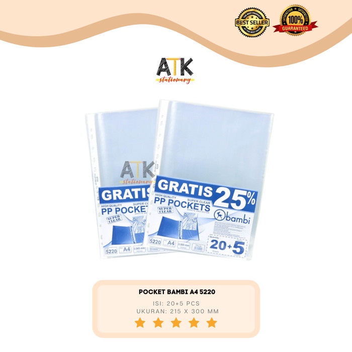 

TERUJI Glass Clear PP Pocket Bambi Ukuran A4 atk Code 1190