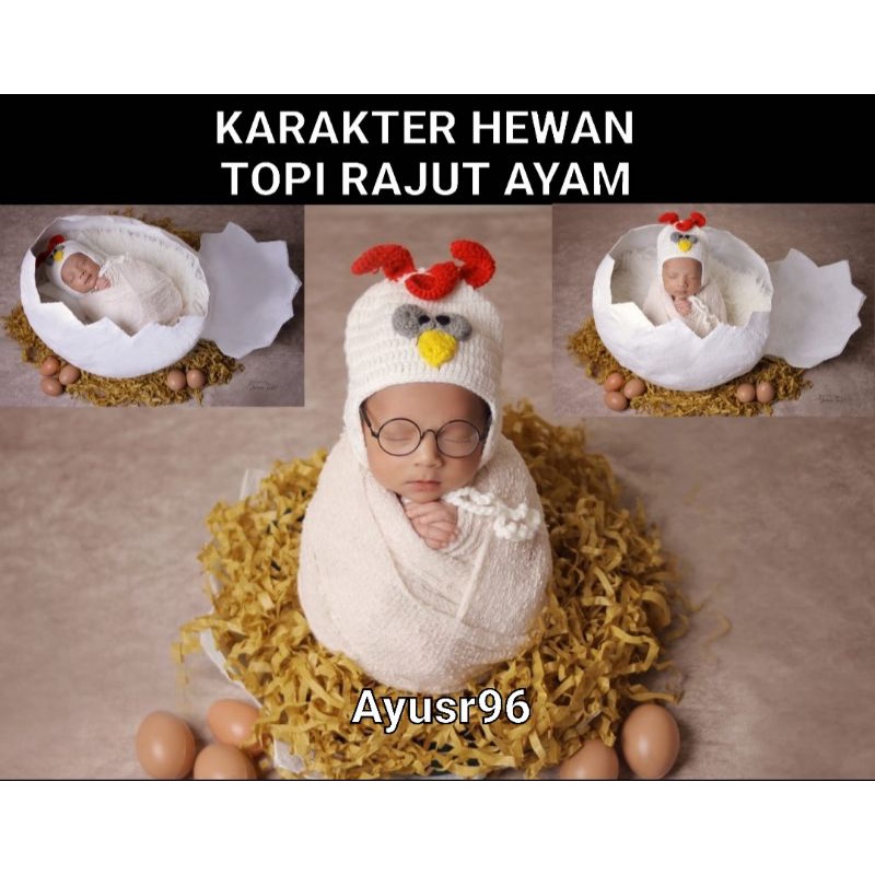 topi newborn topi bayi topi karakter chicken topi rajut karakter ayam