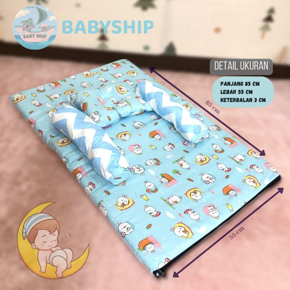 Matras Kasur Bayi  Jumbo / Set Bantal Guling Bayi Free Tas Mika [ Merk BabyShip ]