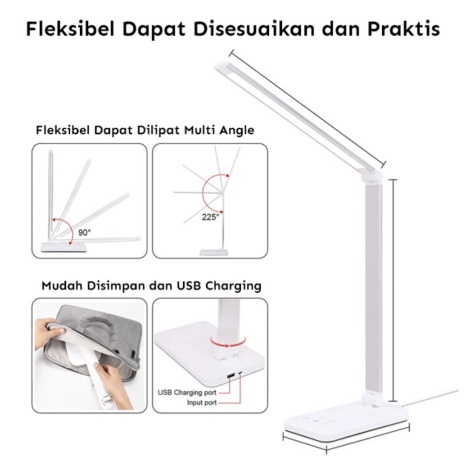 Lampu Meja Belajar LED Touch Pad Portable VDR V-3017DL