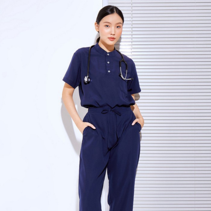 Baju Jaga MSS - NAVY Scrubs on Call Flowy Lengan Pendek